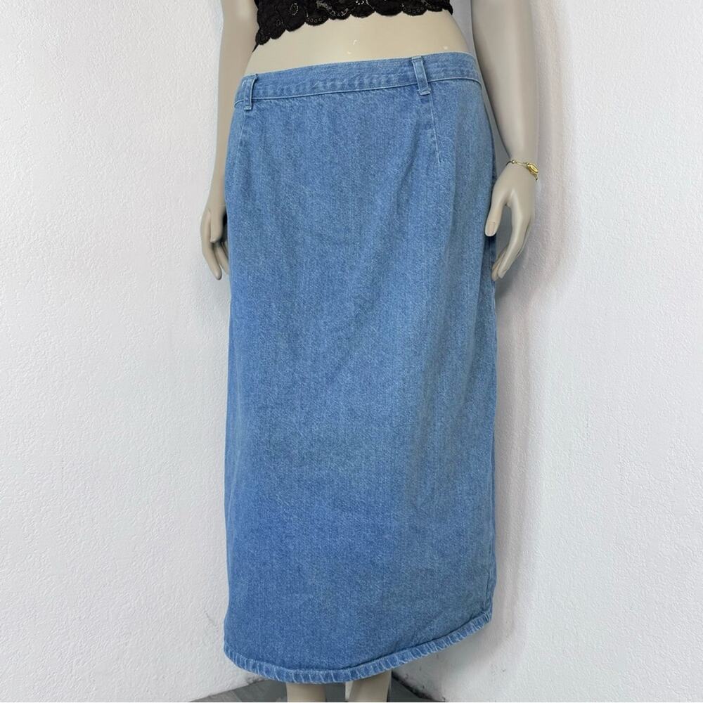 37” Waist VNT 90s Denim Midi Skirt Cottagecore Western Country Costal Cowgirl